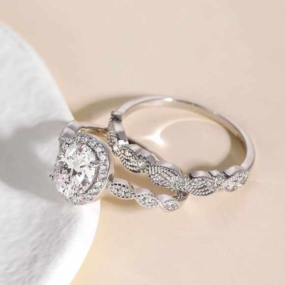 Oval Cut Engagement Ring Band Stack - Picture 4 of 5